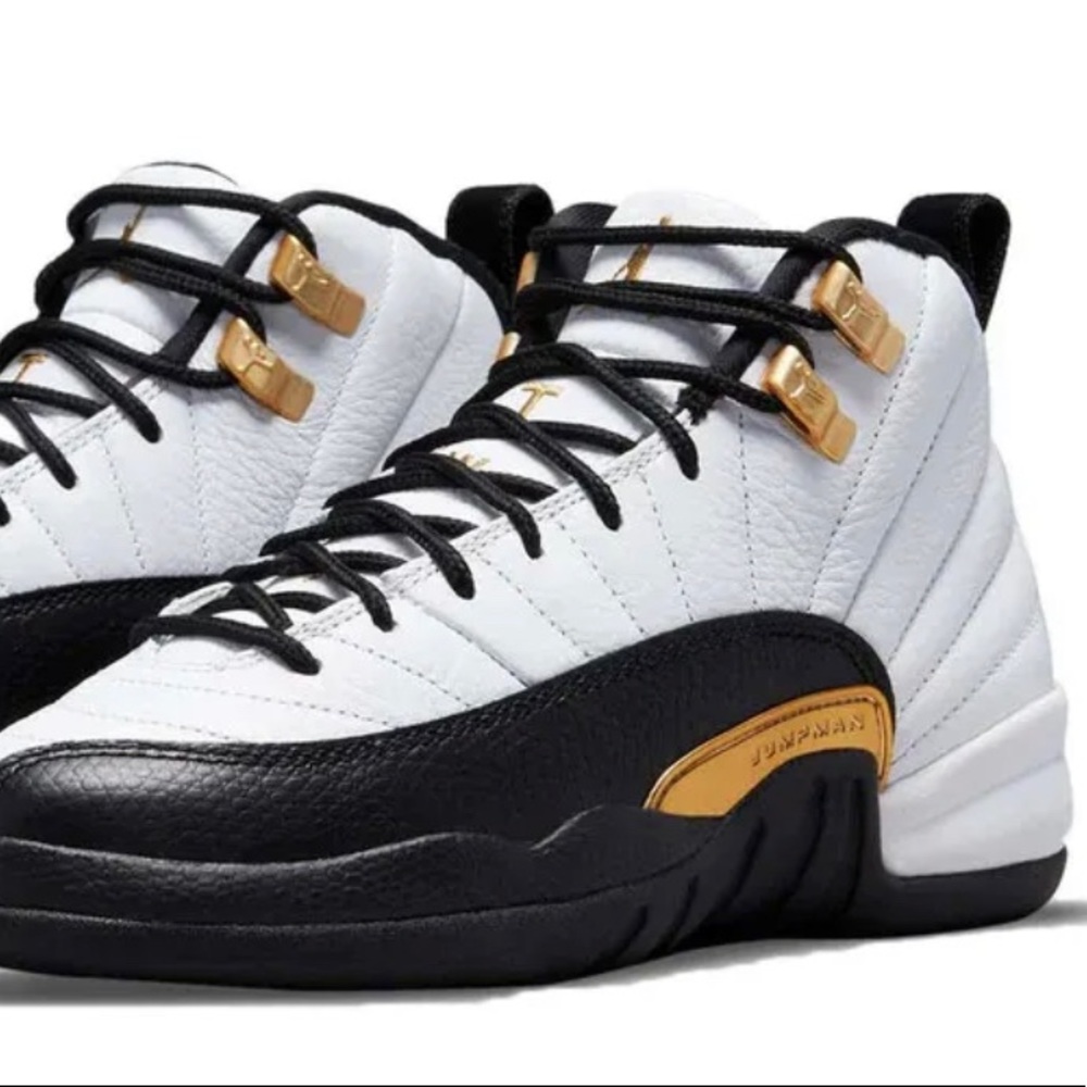Nike Air Jordan 12 Retro Black White Gold 153265-170 GS 3.5Y Women's Size 5